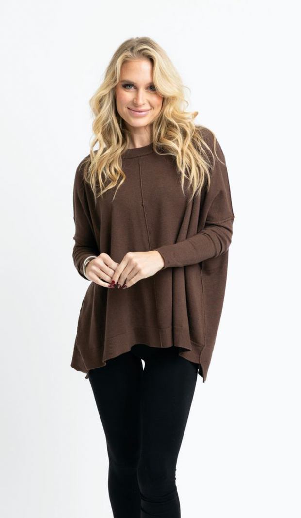 Essential Cashmere Blend Sweater | Chocolate