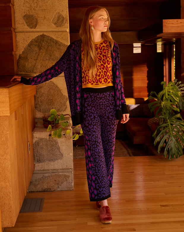 Leopard Sweater Pant | PURPLE MULTI