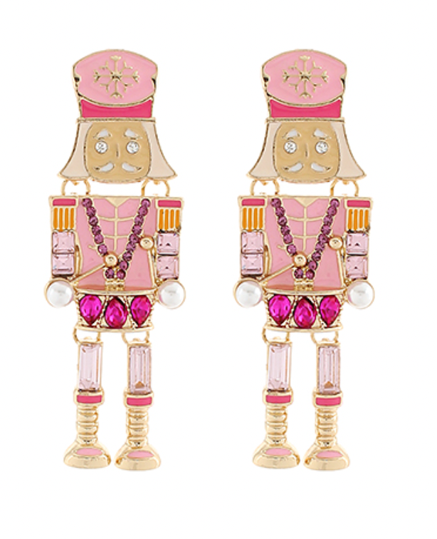 Ultimate Pink Bling Nutcracker Earring
