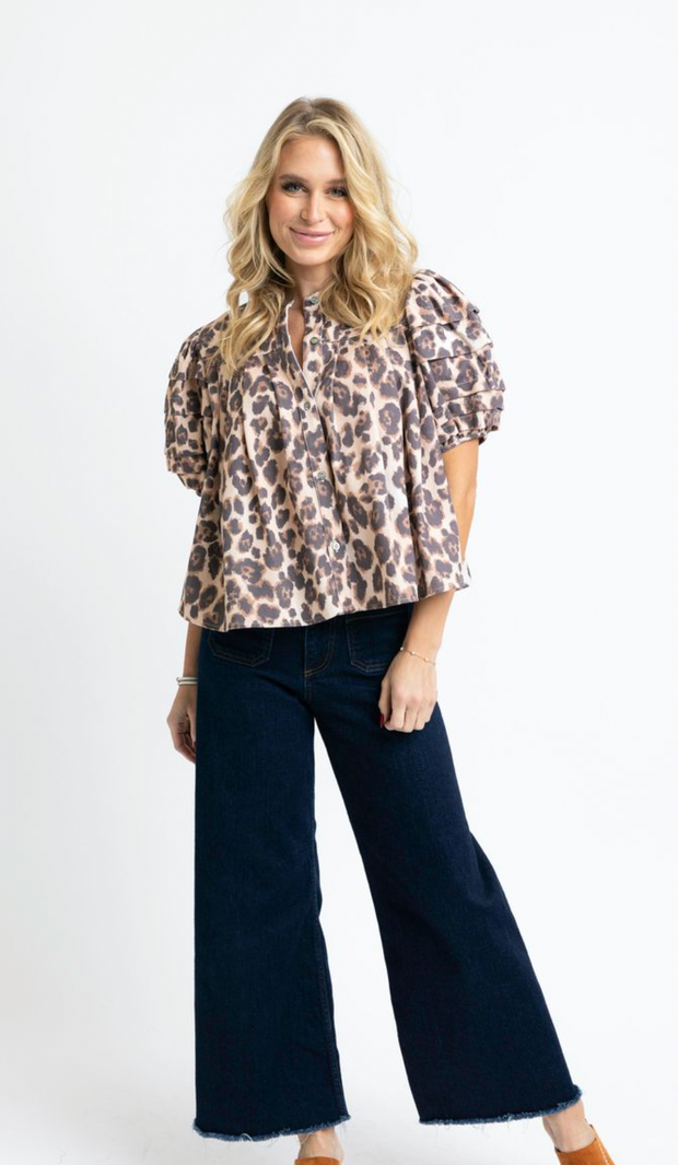 Lagos Denim Pleated Top