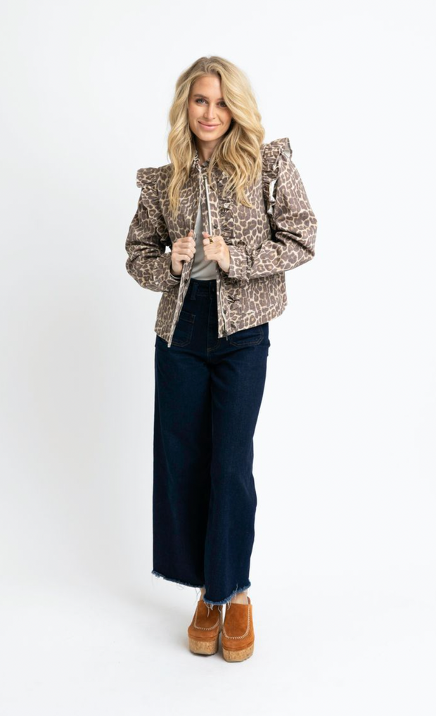 Kelly Ruffle Leopard Jacket
