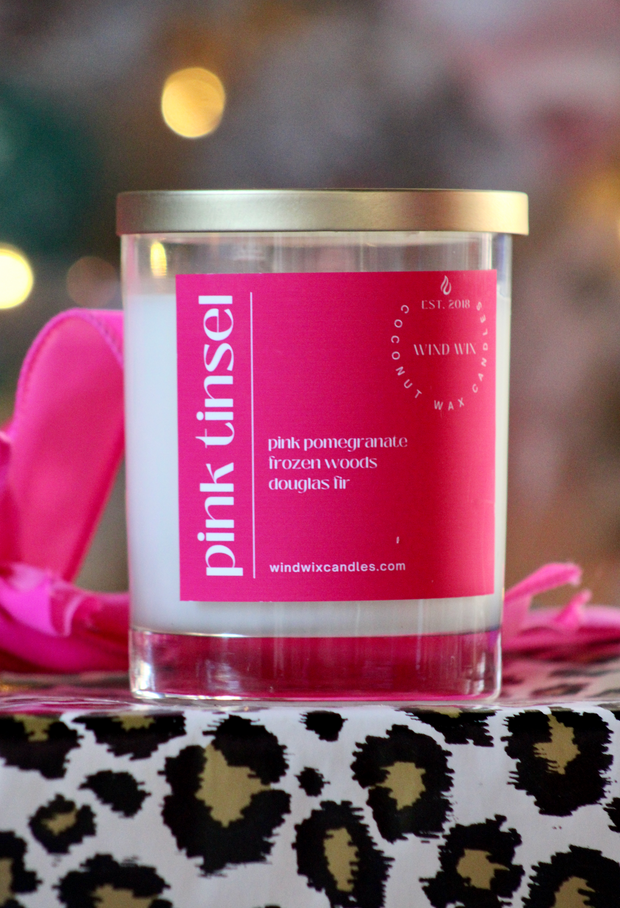 Pink Tinsel Candle