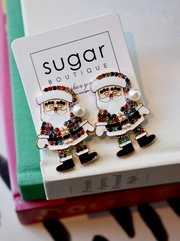 Jeweled Santa Earring