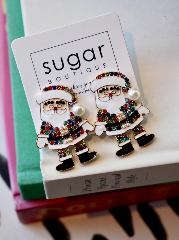 Jeweled Santa Earring