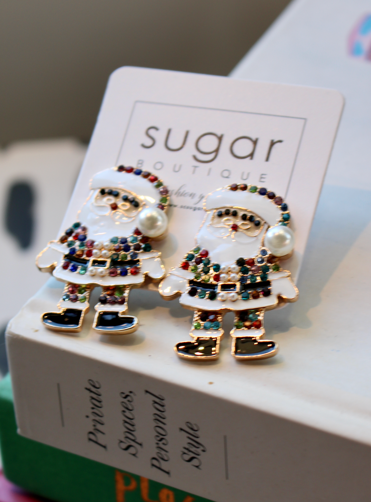 Jeweled Santa Earring