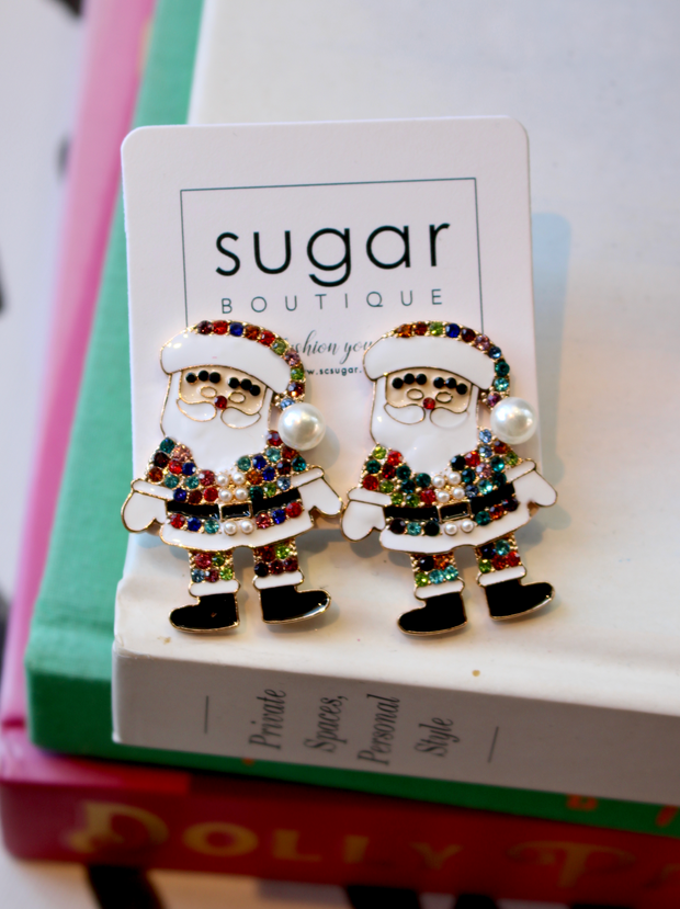 Jeweled Santa Earring