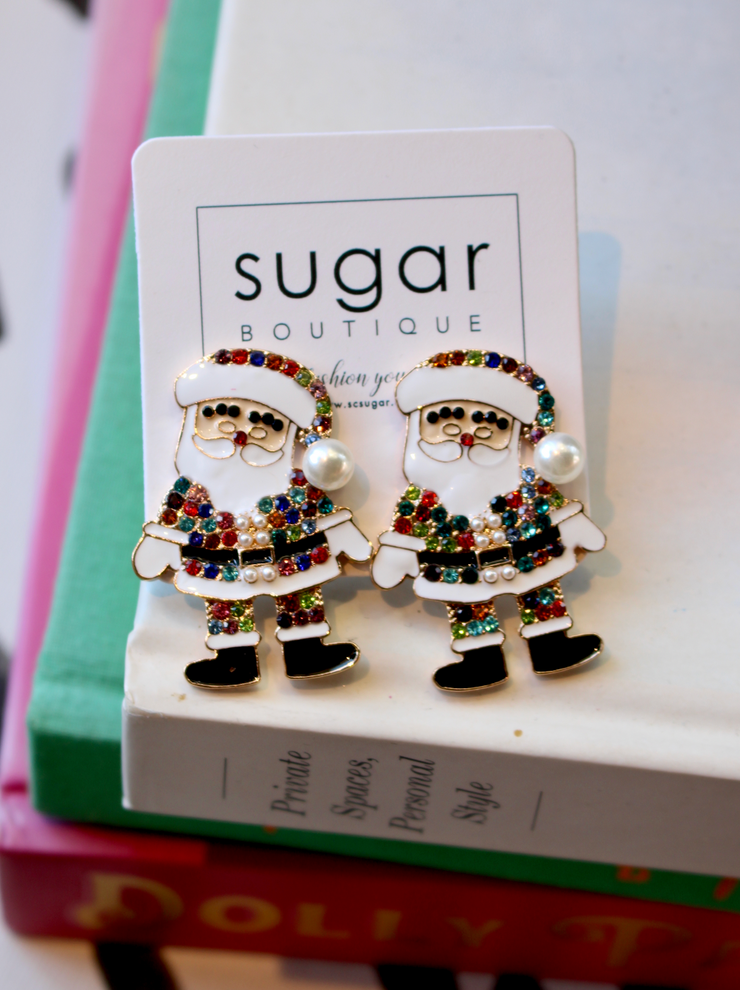 Jeweled Santa Earring
