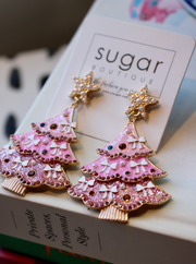 Bow-tiful Pink Tree Earrings