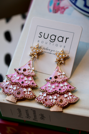 Bow-tiful Pink Tree Earrings