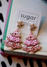 Bow-tiful Pink Tree Earrings
