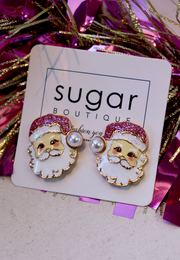 Pink Santa Earrings