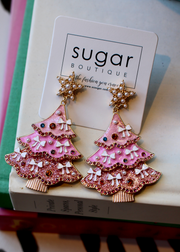 Bow-tiful Pink Tree Earrings