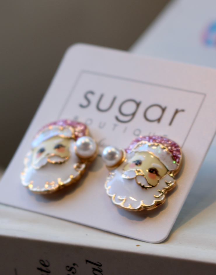 Pink Santa Earrings