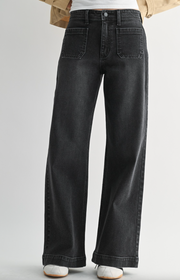 Micro Patch Pocket Wide Leg | Washed Black