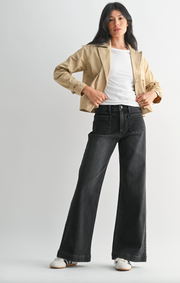 Micro Patch Pocket Wide Leg | Washed Black