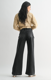 Micro Patch Pocket Wide Leg | Washed Black