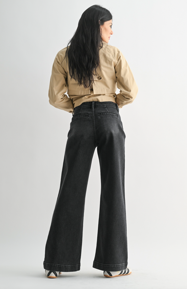 Micro Patch Pocket Wide Leg | Washed Black