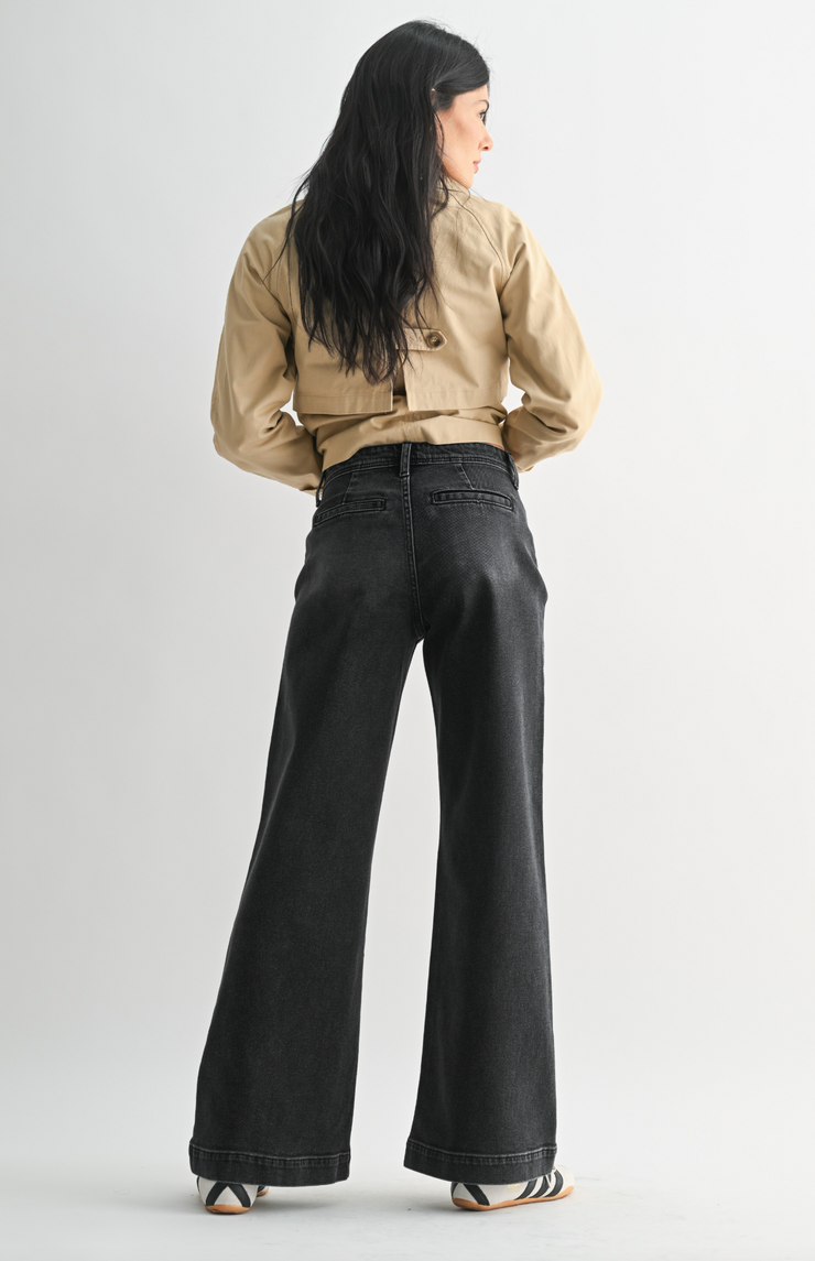 Micro Patch Pocket Wide Leg | Washed Black