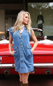 Tate Denim Pocket Utility Dress - LARGE