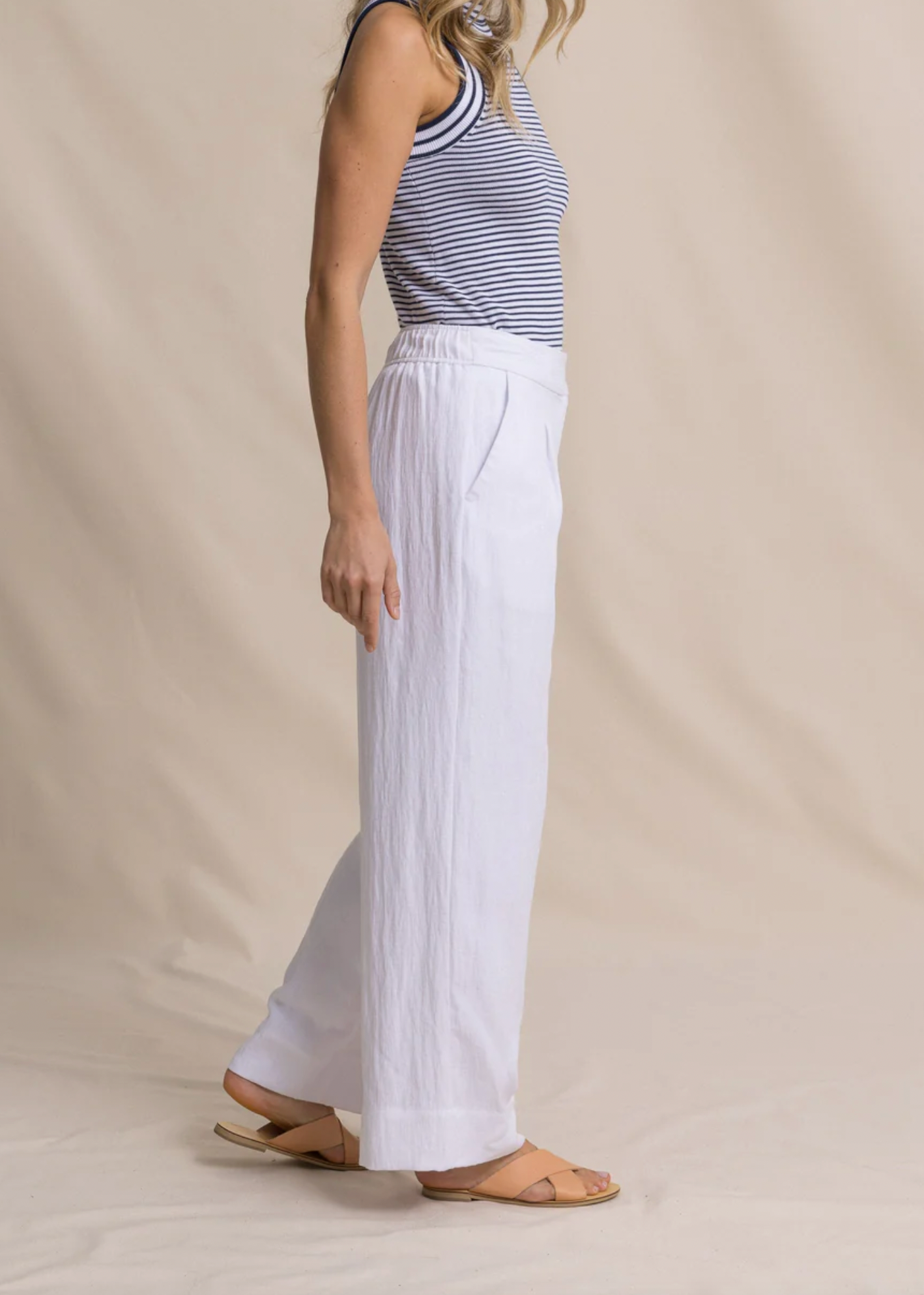 Addilyn Belted Wide Leg Pant | Classic White