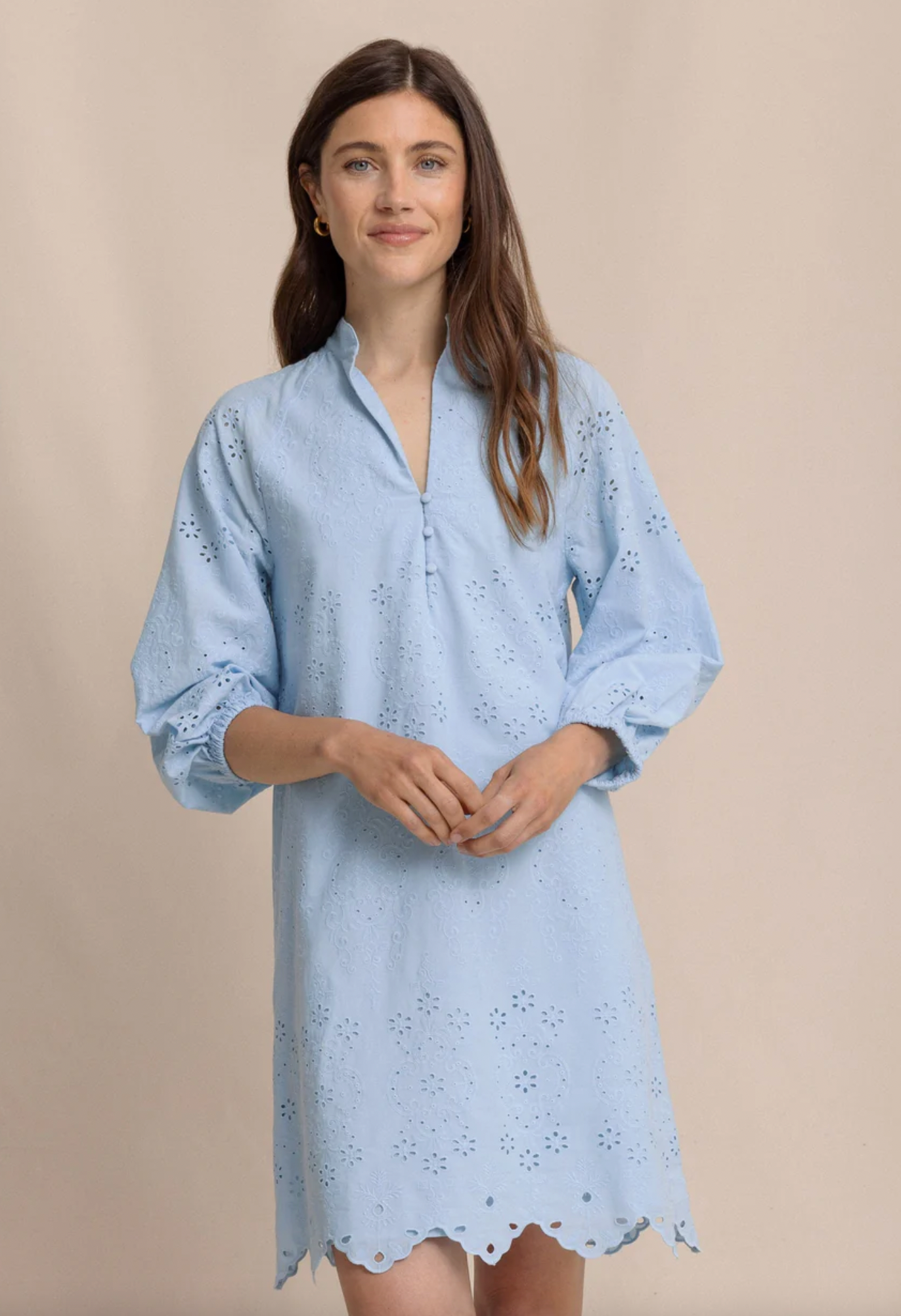 Mandy Embroidered Bubble Sleeve Dress