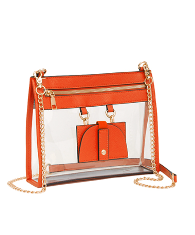 Gameday Clear Chain Crossbody | Orange