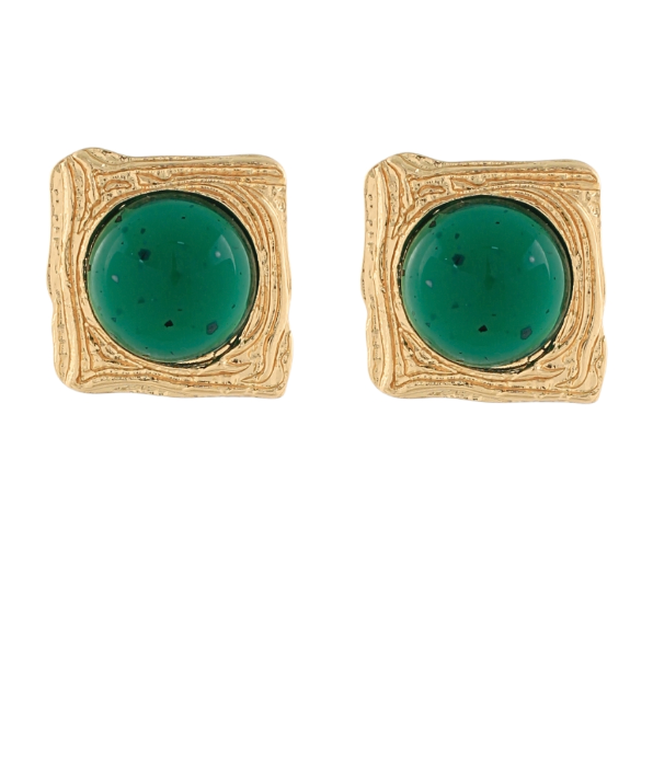 Square Framed Stone Earrings