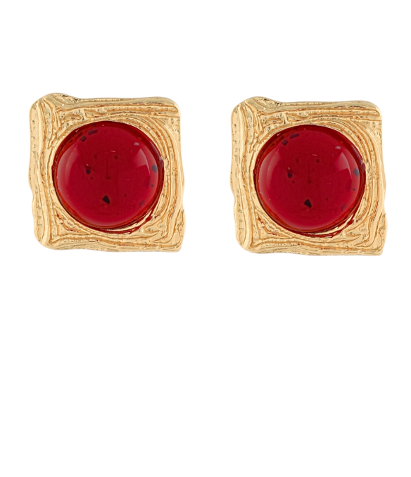 Square Framed Stone Earrings