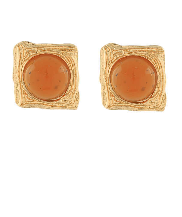 Square Framed Stone Earrings