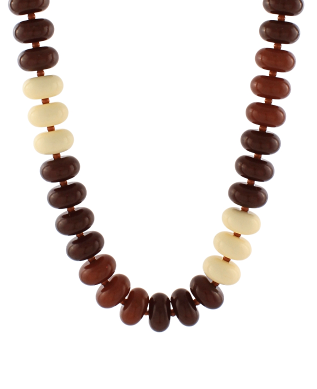 Cognac &amp; Cream Rondelle Beaded Necklace