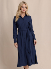 Trista Textured Midi Shirt Dress | Dress Blue