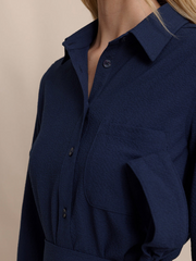 Trista Textured Midi Shirt Dress | Dress Blue