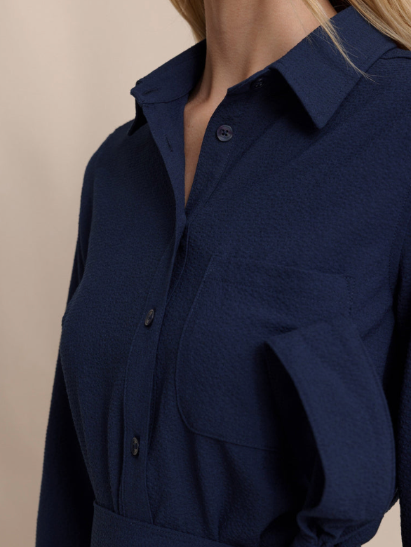 Trista Textured Midi Shirt Dress | Dress Blue
