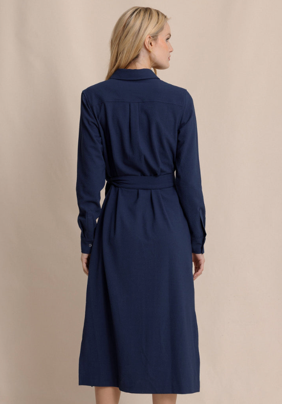 Trista Textured Midi Shirt Dress | Dress Blue
