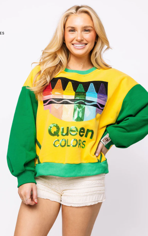 Green & Yellow 'Queen Colors' Crayons Sweatshirt