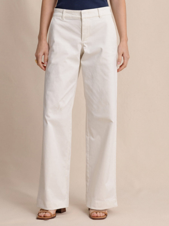 Tori Wide Leg Chino Pant | Sand White