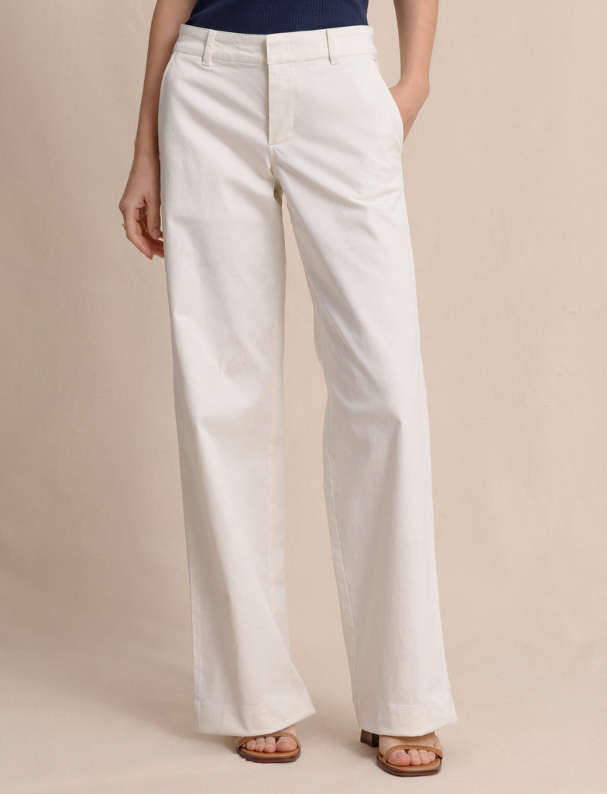 Tori Wide Leg Chino Pant | Sand White