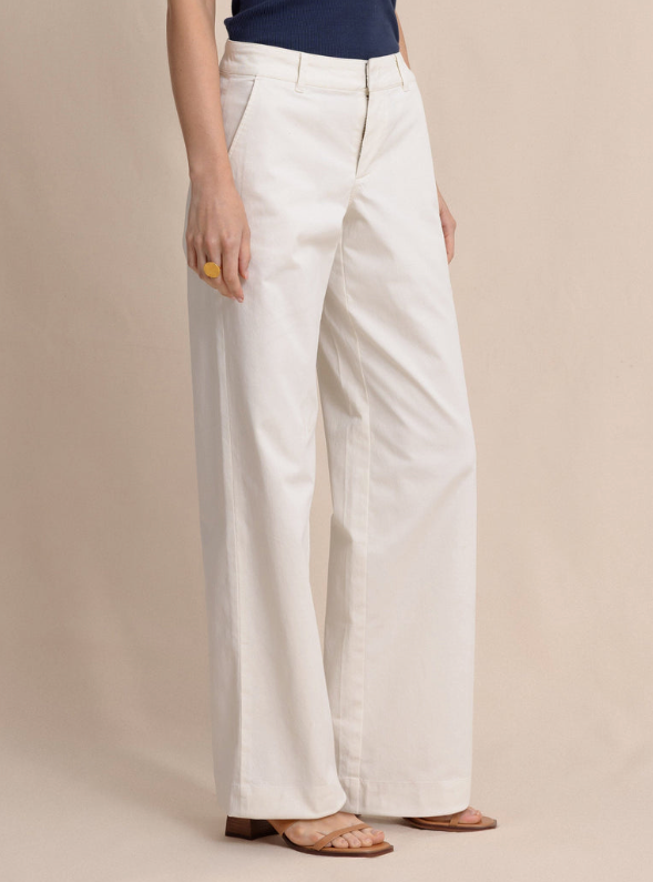 Tori Wide Leg Chino Pant | Sand White