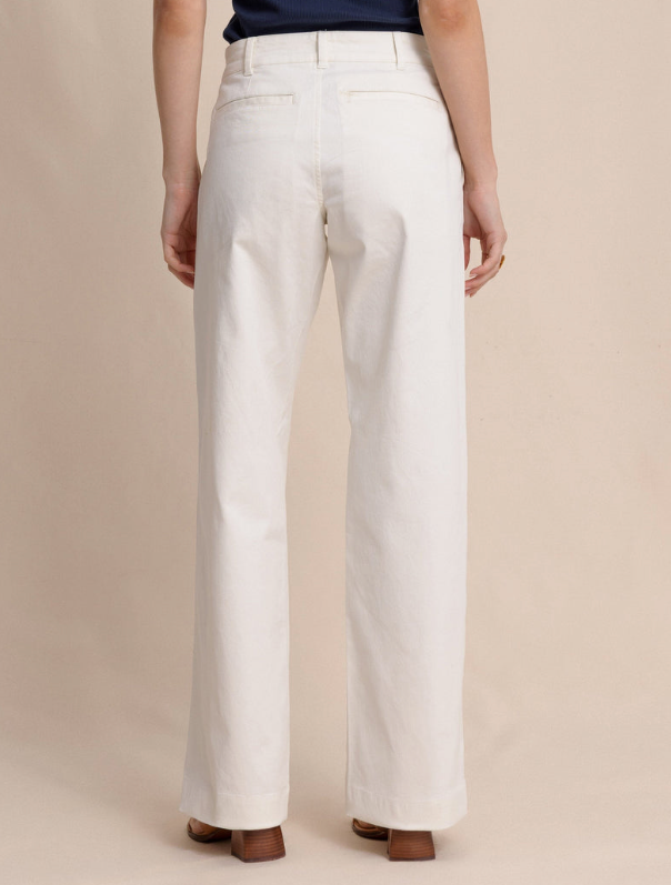 Tori Wide Leg Chino Pant | Sand White