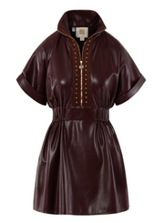 Pullover Dress | Bitter Chocolate Faux Leather