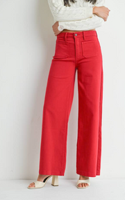 Mini Patch Pocket Wide Leg | Red