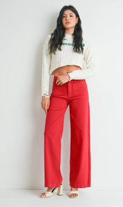 Mini Patch Pocket Wide Leg | Red