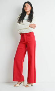 Mini Patch Pocket Wide Leg | Red