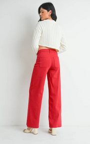 Mini Patch Pocket Wide Leg | Red