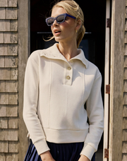 Tonya Button Mock Pullover | Sand White