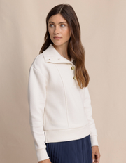 Tonya Button Mock Pullover | Sand White