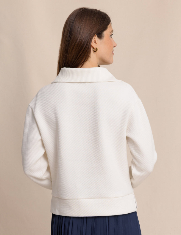 Tonya Button Mock Pullover | Sand White