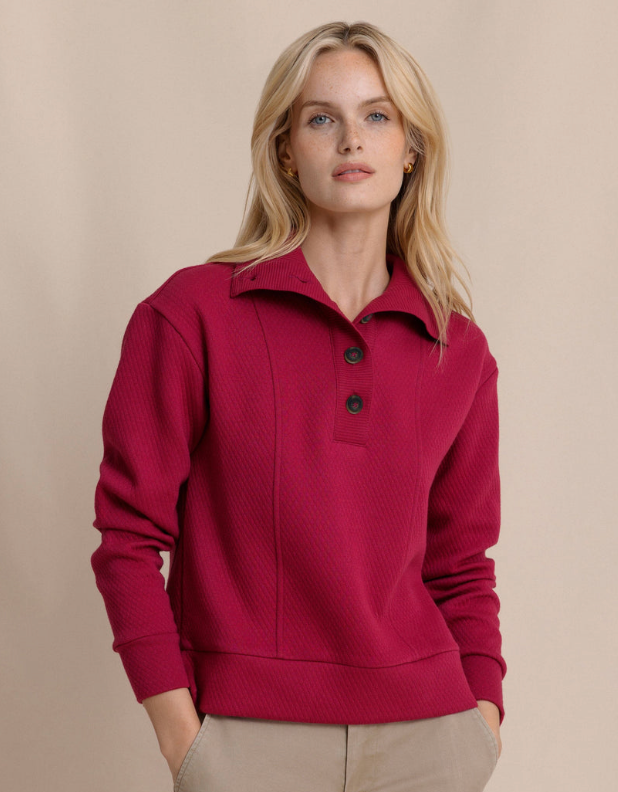 Tonya Button Mock Pullover | Carolina Plum