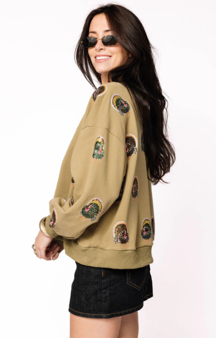 Olive Scattered Turkey Sweatshirt