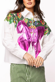 Multi Metallic Wreath Cotton Button Up